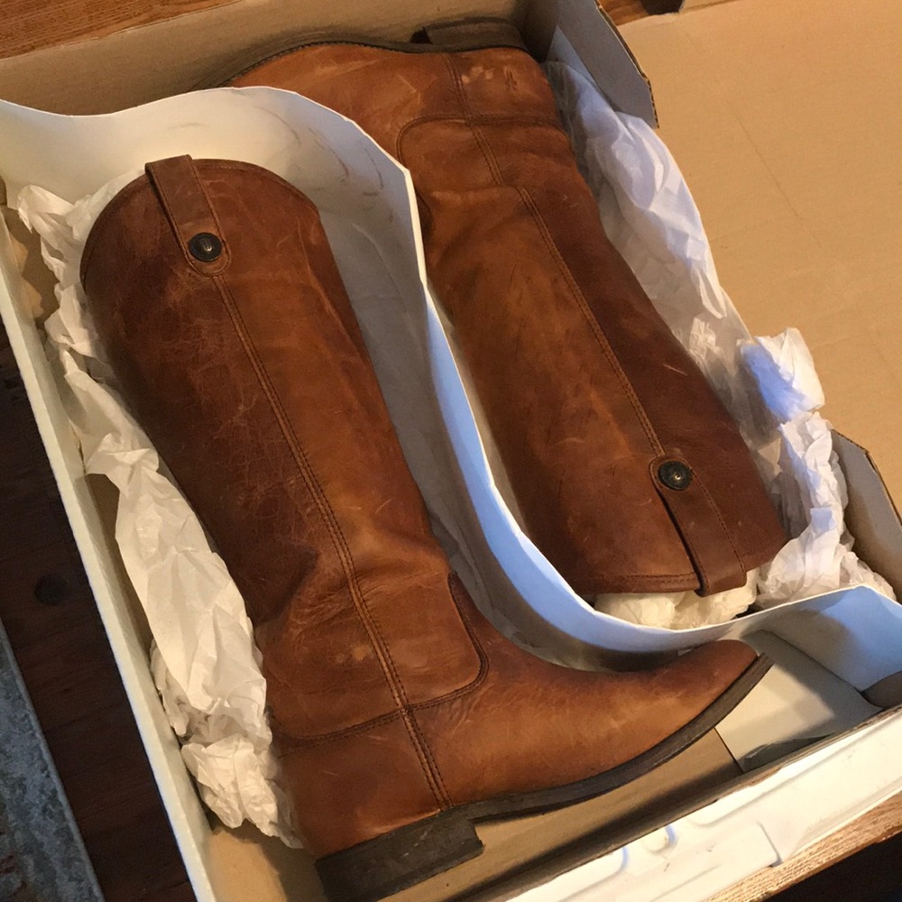Frye Boots - Melissa Button, Size 7, Color Cognac
